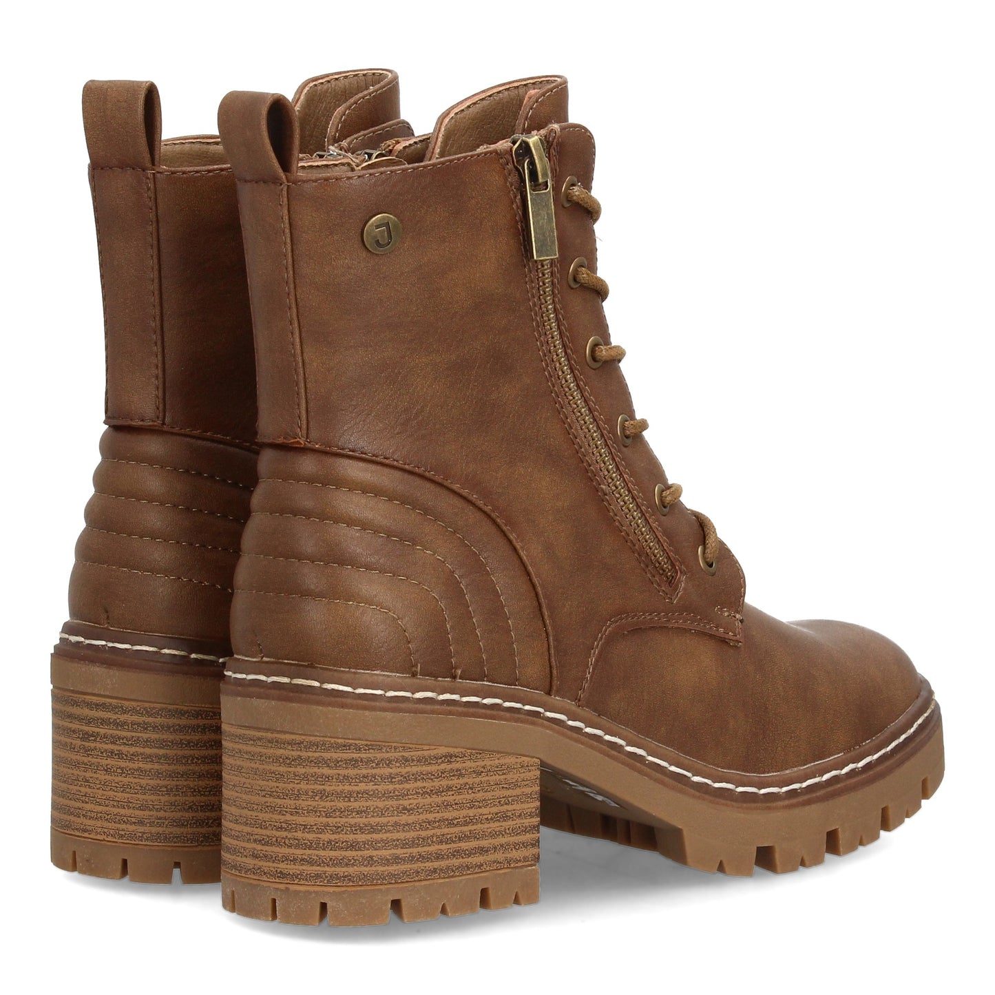 Botín de mujer estilo militar con cierre de cordones y cremallera lateral q
