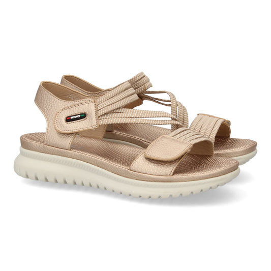 Sandalia plana de mujer diseño moderno y ligero con doble ci