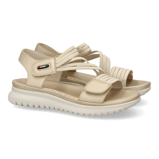 Sandalia plana de mujer diseño moderno y ligero con doble ci