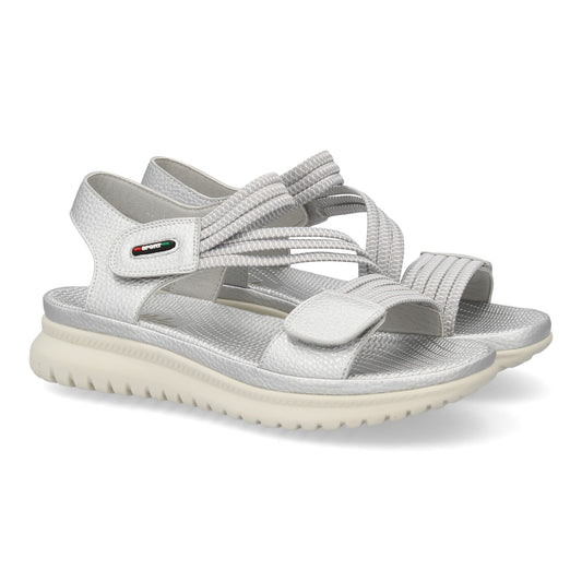 Sandalia plana de mujer diseño moderno y ligero con doble ci