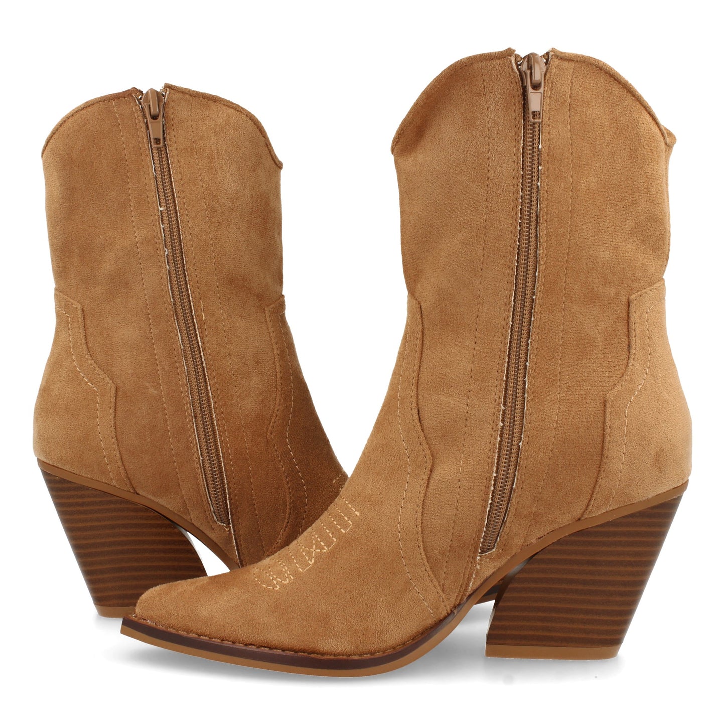 Botín Campero con tacón  ´cómodos  Diseño con Bordado en caña y Empeine y Cierre