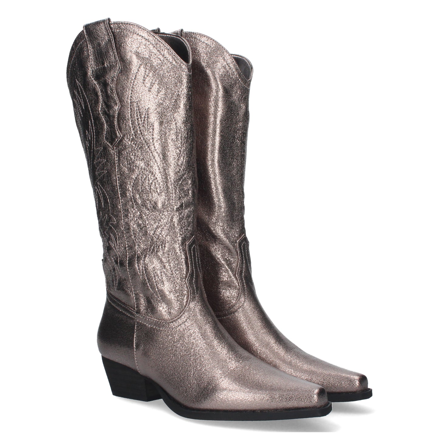 Bota Campera con tacón  Comodas  Diseño con Bordado en caña y Cierre de Cremalle