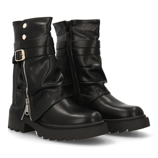 Botín motero con cremallera lateral decorativa  estampado li
