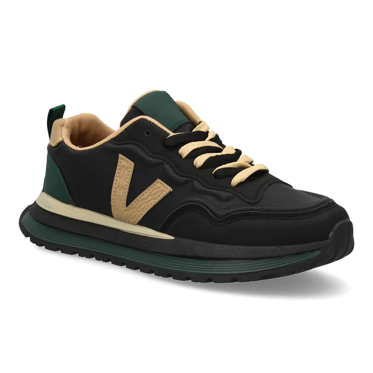Zapatilla deportiva con Diseño moderno y suela dentada. Detalles de contraste c