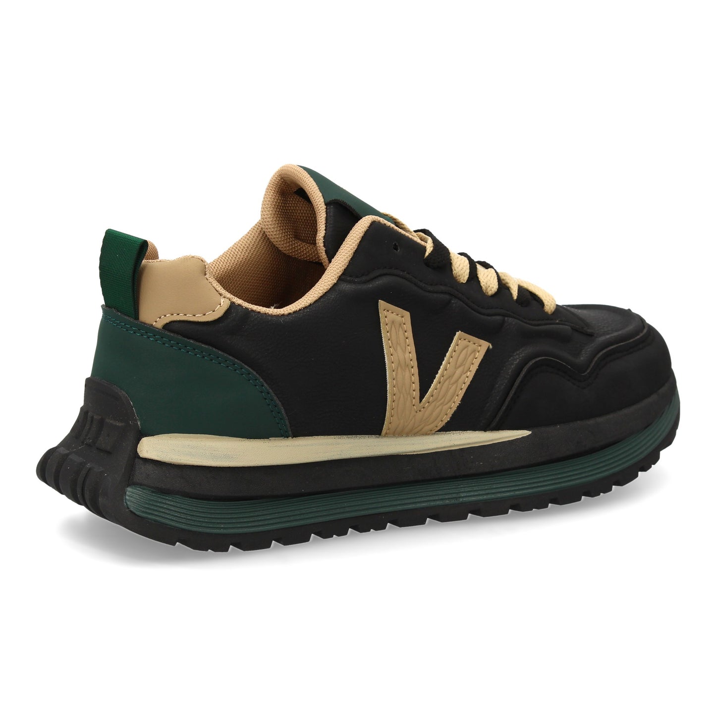 Zapatilla deportiva con Diseño moderno y suela dentada. Detalles de contraste c