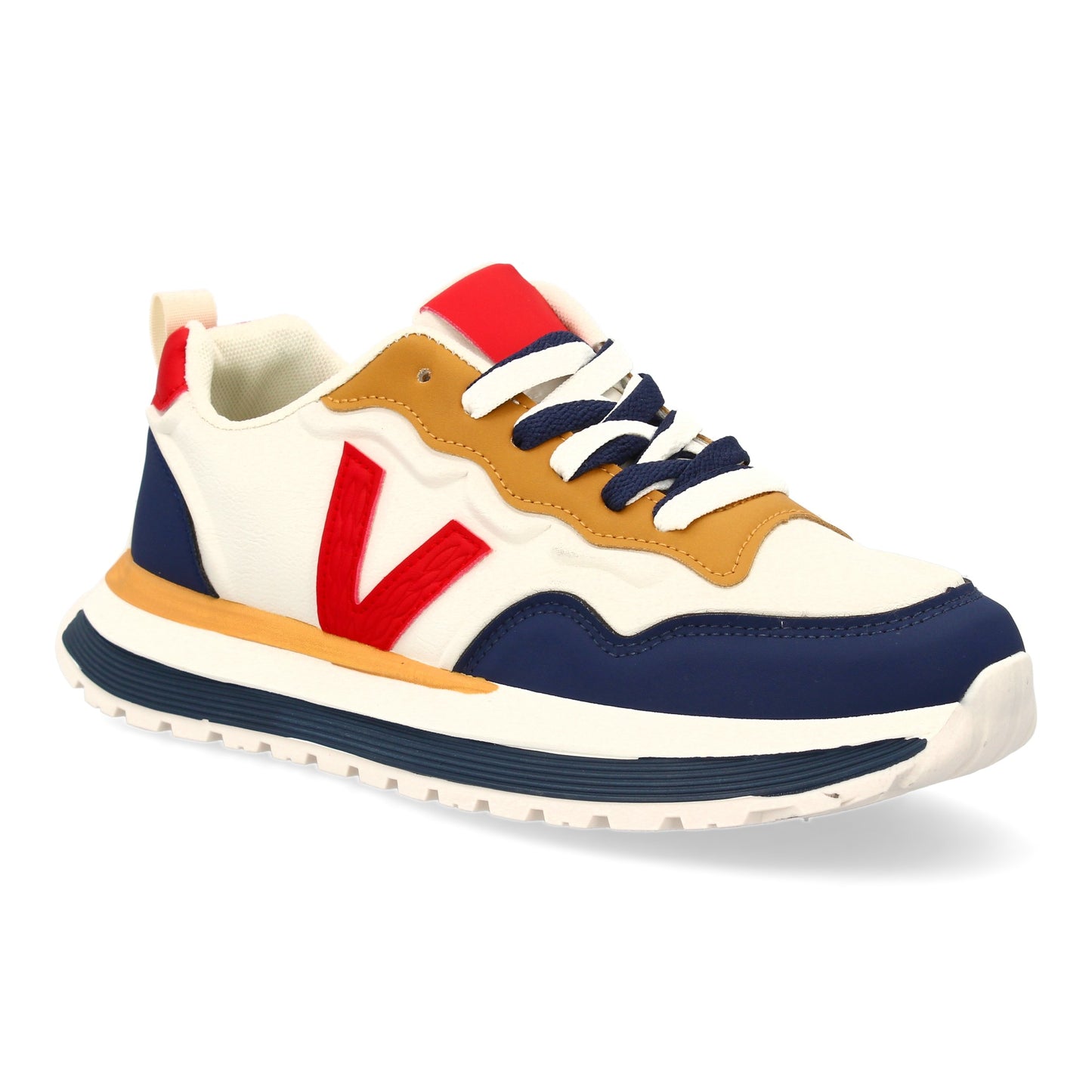 Zapatilla deportiva con Diseño moderno y suela dentada. Detalles de contraste c