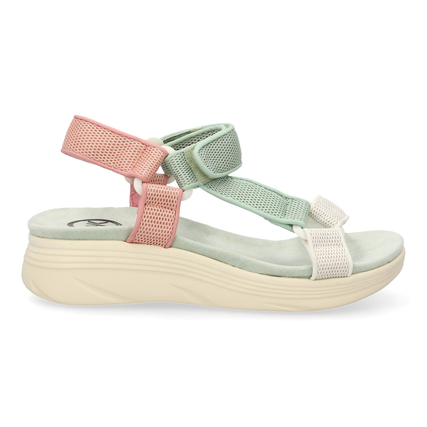 Sandalia plana de mujer  diseño comodo con cierre de velcro