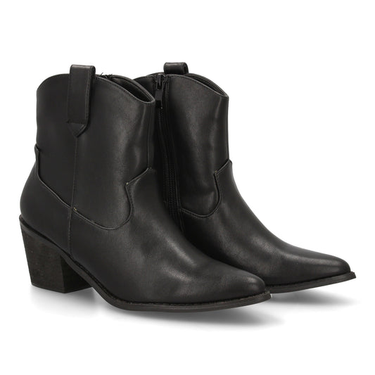 Botín cowboy corta en serraje diseño moderno. tacón de madera ancho ycomodo  cie