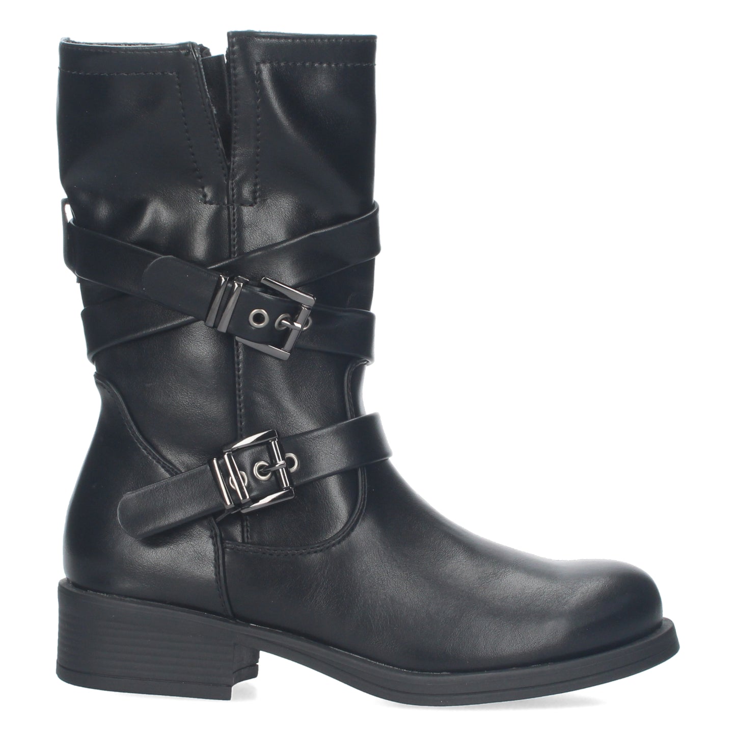 Bota motera de diseño liso con cierre de