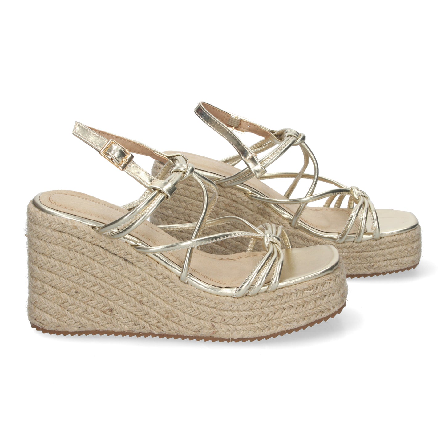 Sandalias de cuña de Yute para Mujer con Adornos