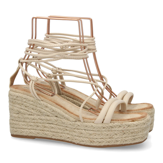 Sandalia de cuña de yute para mujer  comodas y elegantes  di