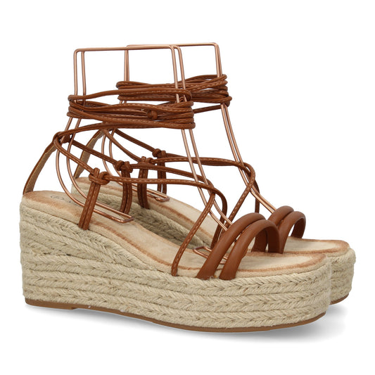 Sandalia de cuña de yute para mujer  comodas y elegantes  di
