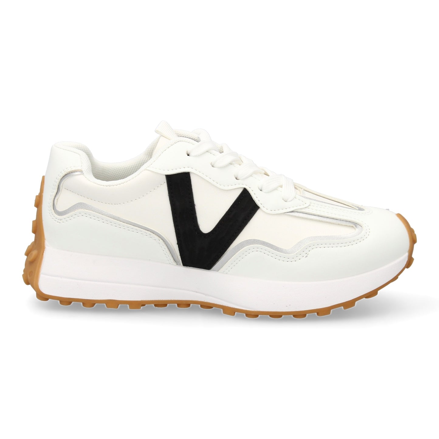 Zapatilla deportiva con Diseño moderno y suela dentada. Detalles de contraste c