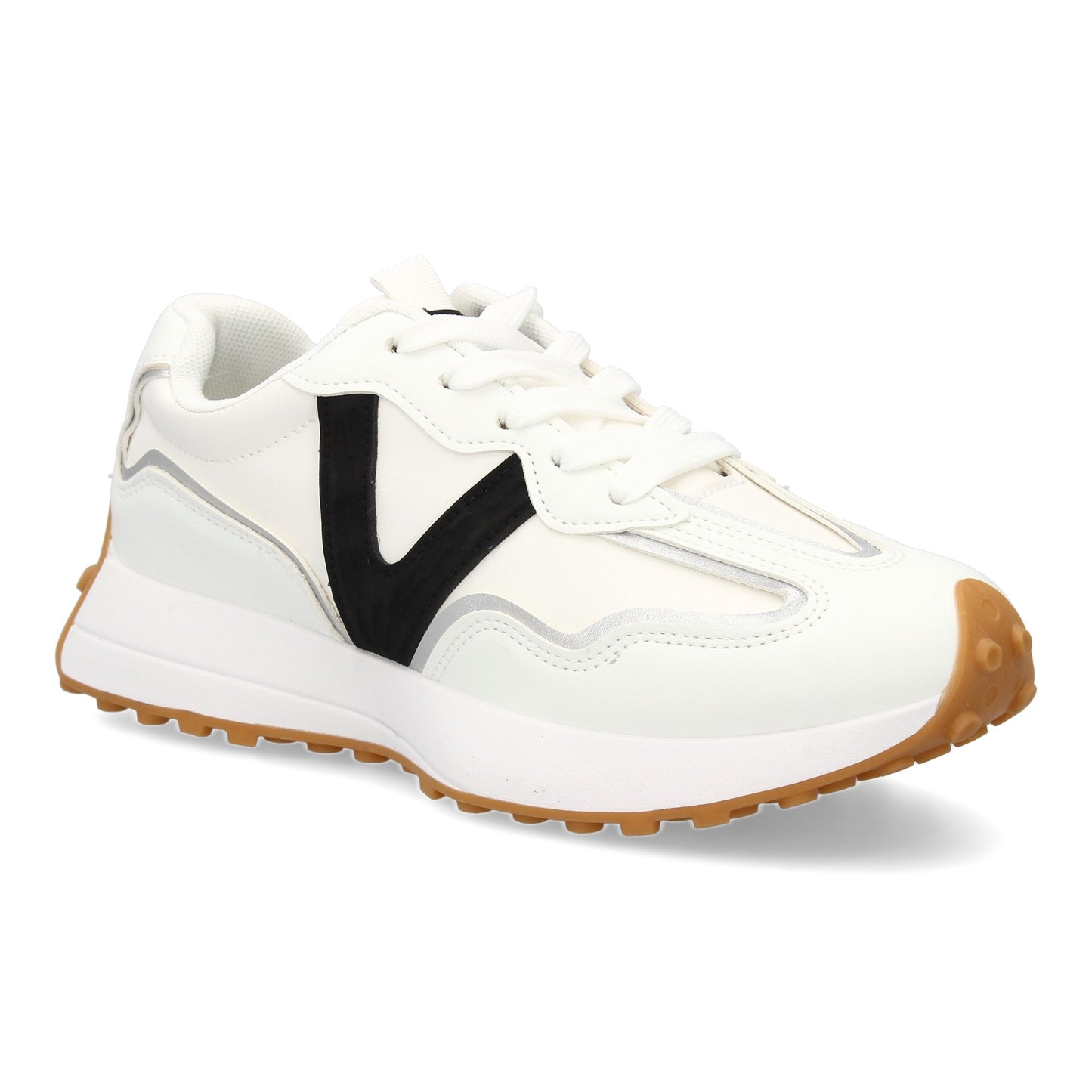 Zapatilla deportiva con Diseño moderno y suela dentada. Detalles de contraste c