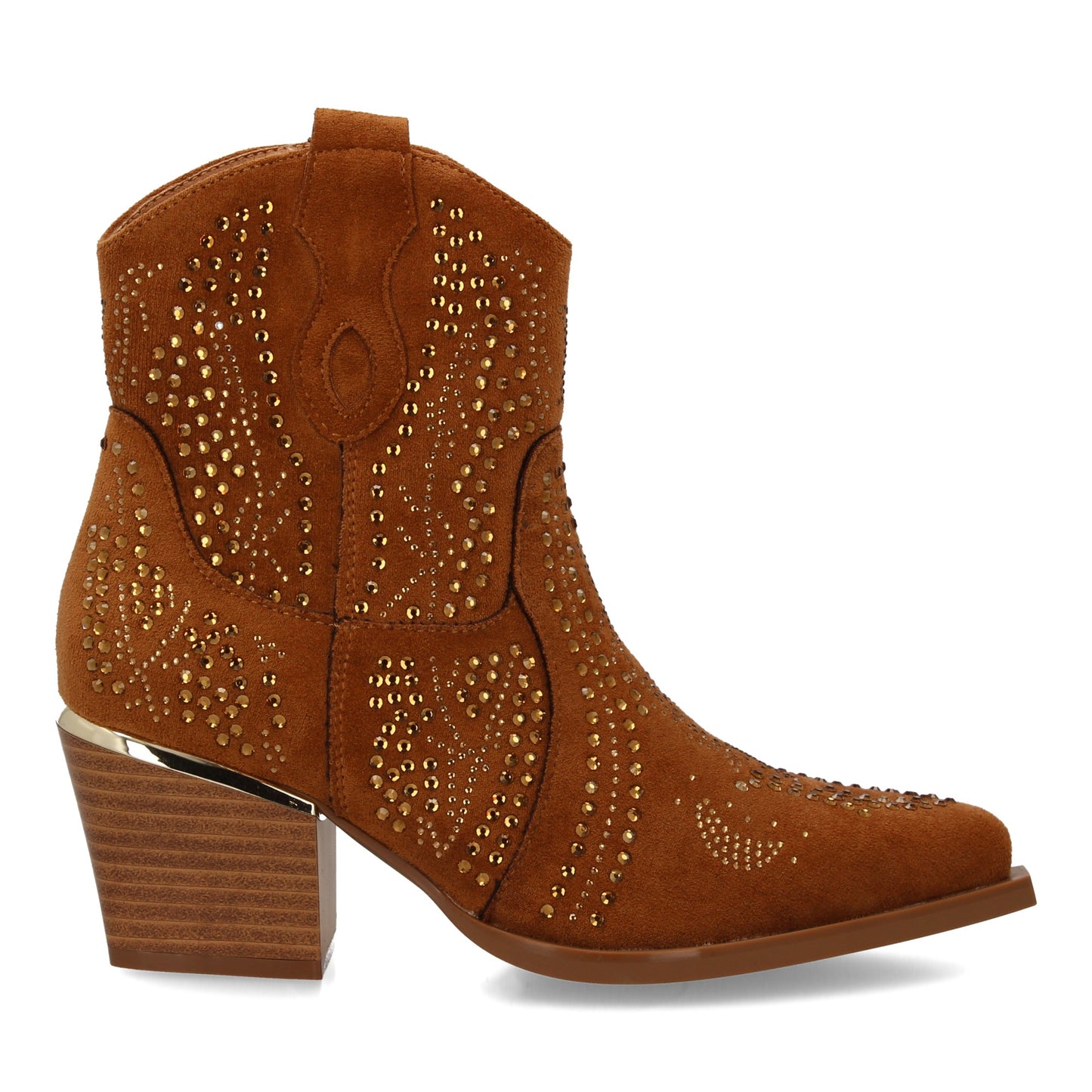 Bota de mujer con estilo vaquero detalles brillantes y cier