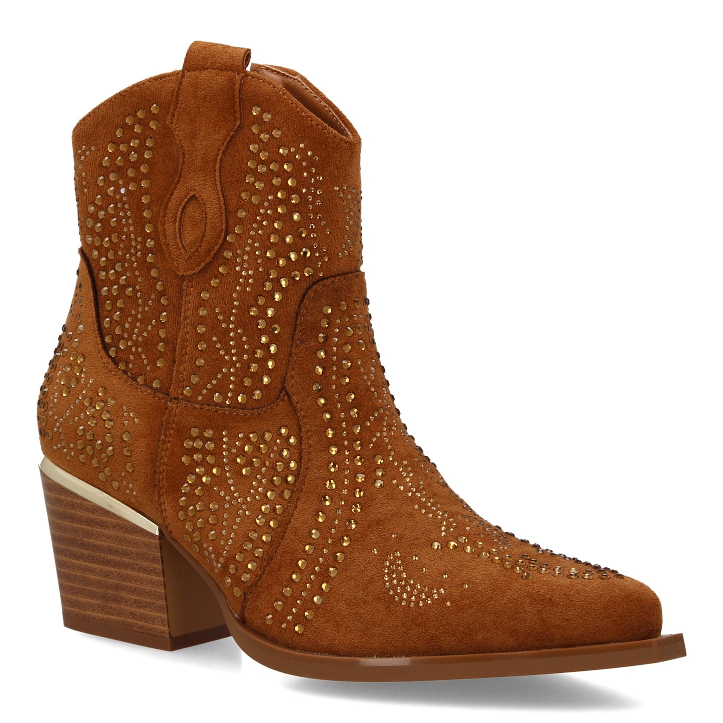 Bota de mujer con estilo vaquero detalles brillantes y cier