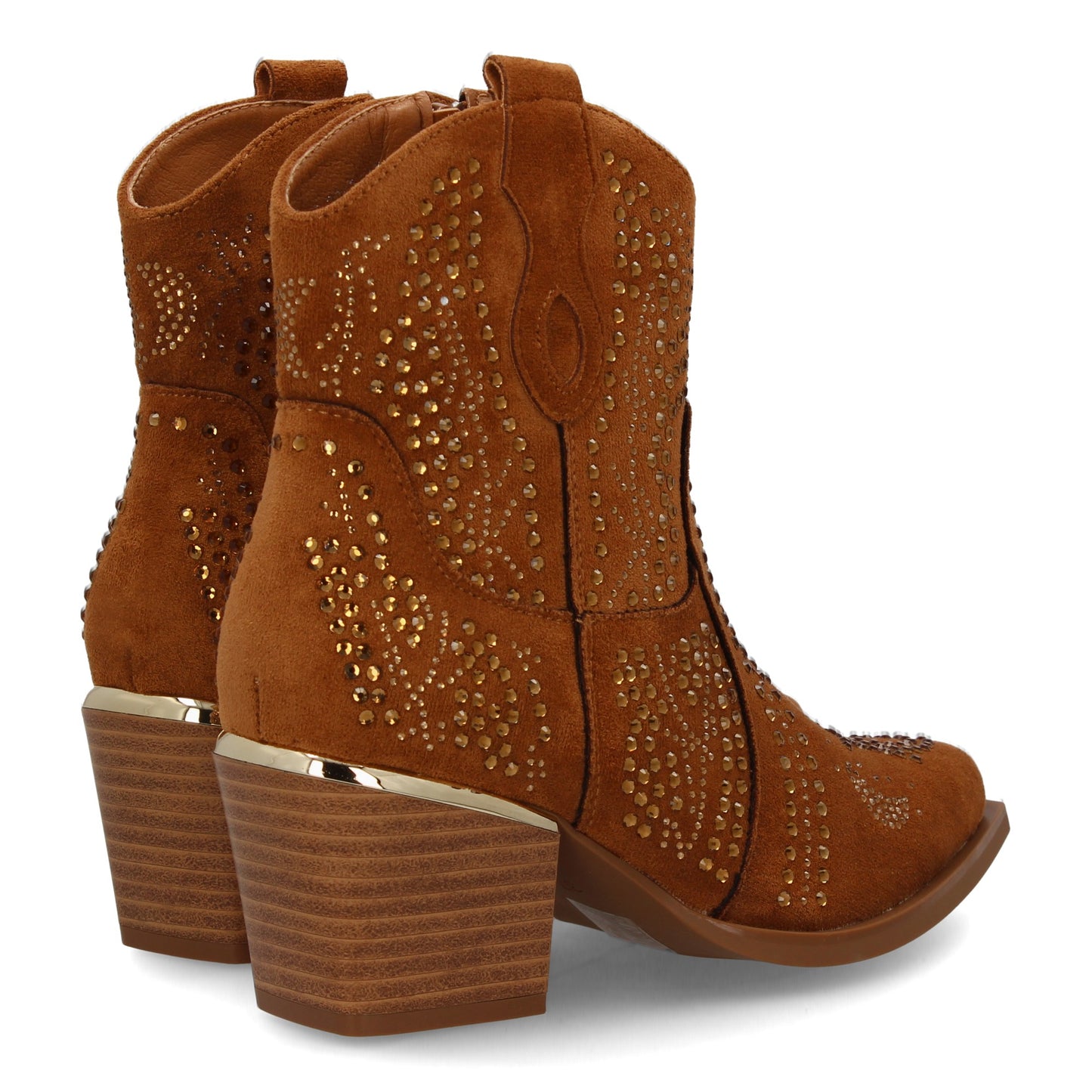 Bota de mujer con estilo vaquero detalles brillantes y cier