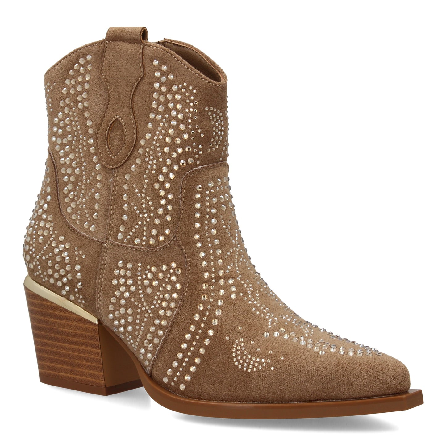 Bota de mujer con estilo vaquero detalles brillantes y cier