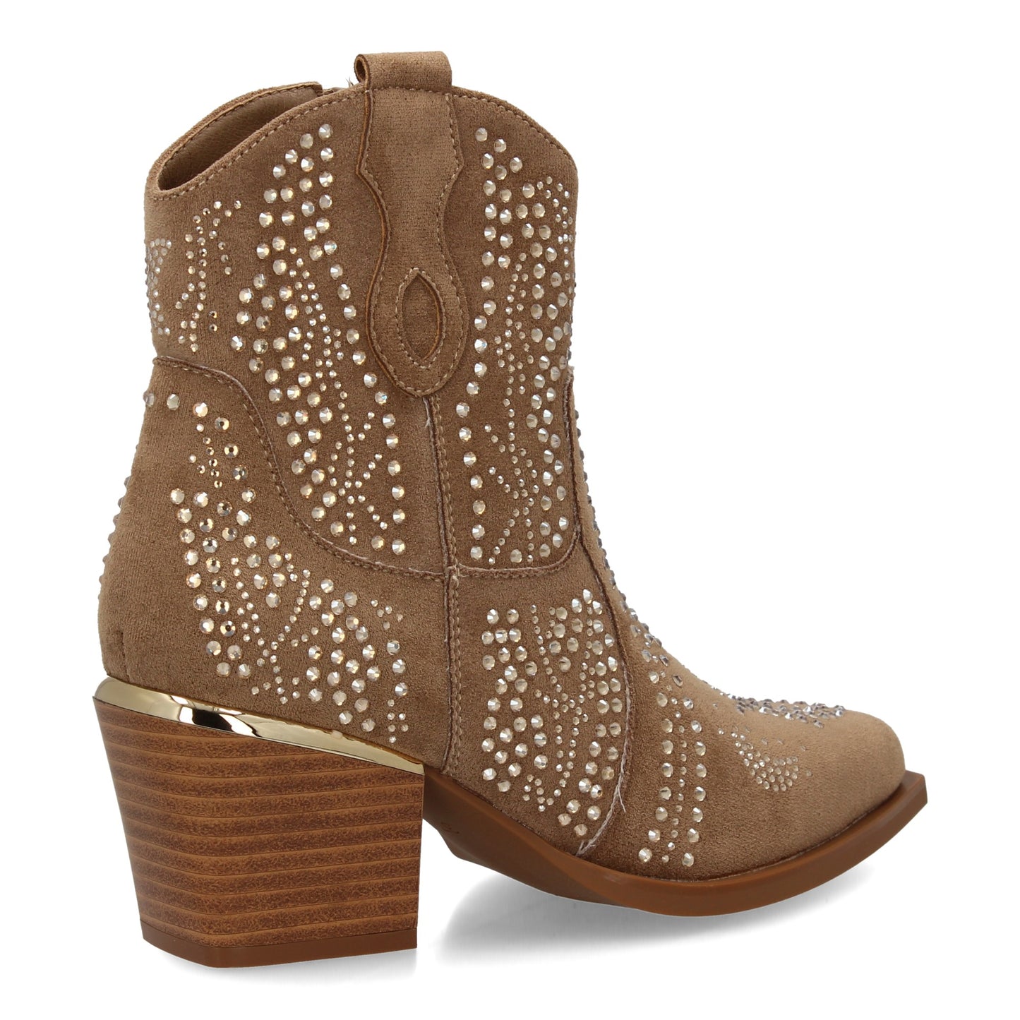 Bota de mujer con estilo vaquero detalles brillantes y cier