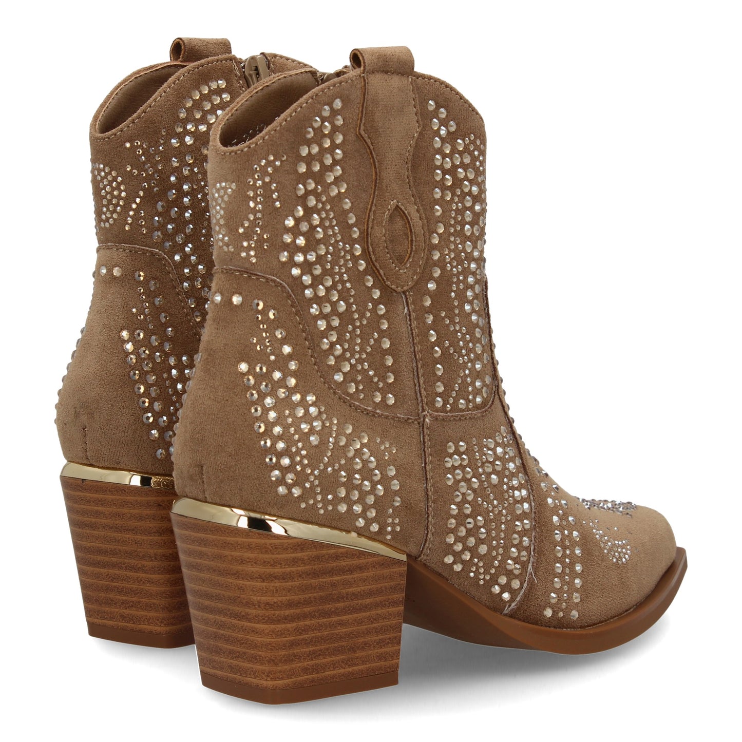 Bota de mujer con estilo vaquero detalles brillantes y cier