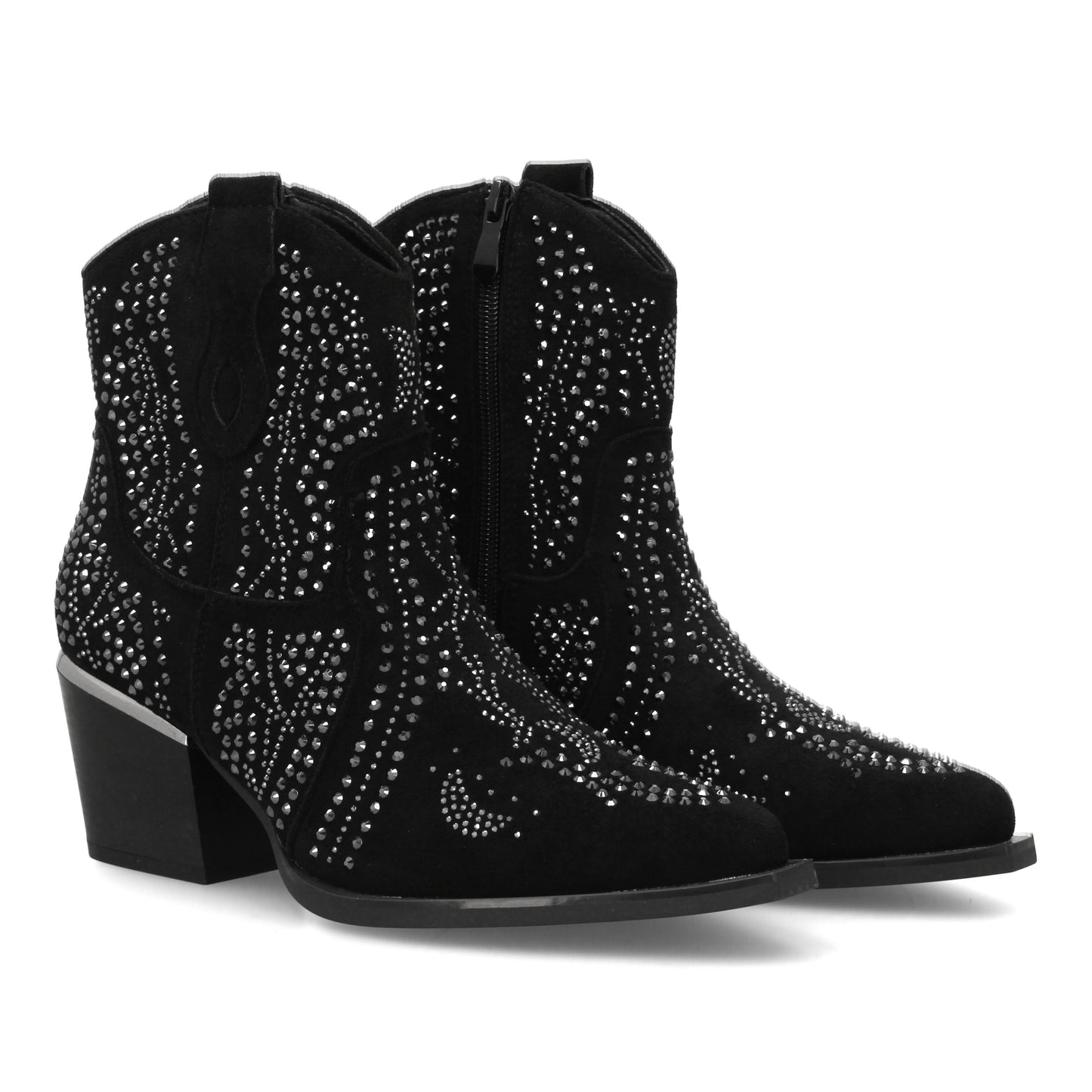 Bota de mujer con estilo vaquero detalles brillantes y cier