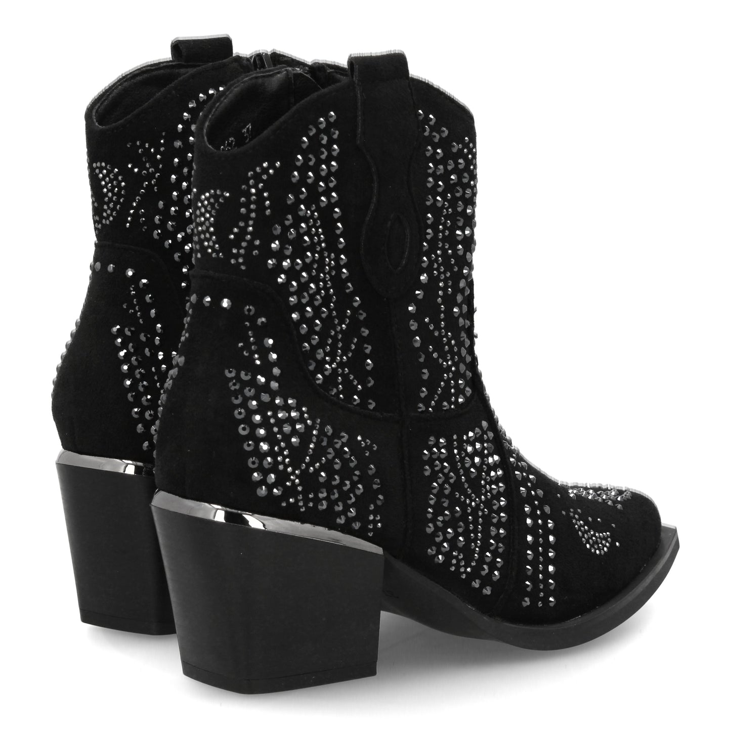 Bota de mujer con estilo vaquero detalles brillantes y cier