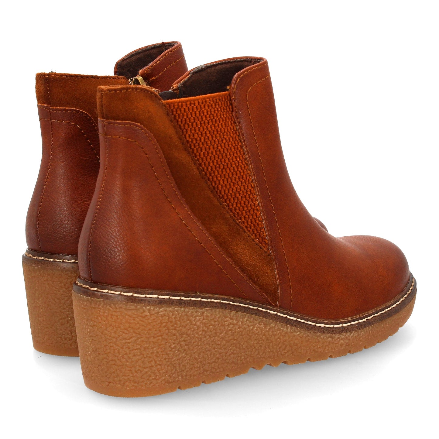 Botín para mujer con cuña y elástico en el lateral estampado liso y cierre