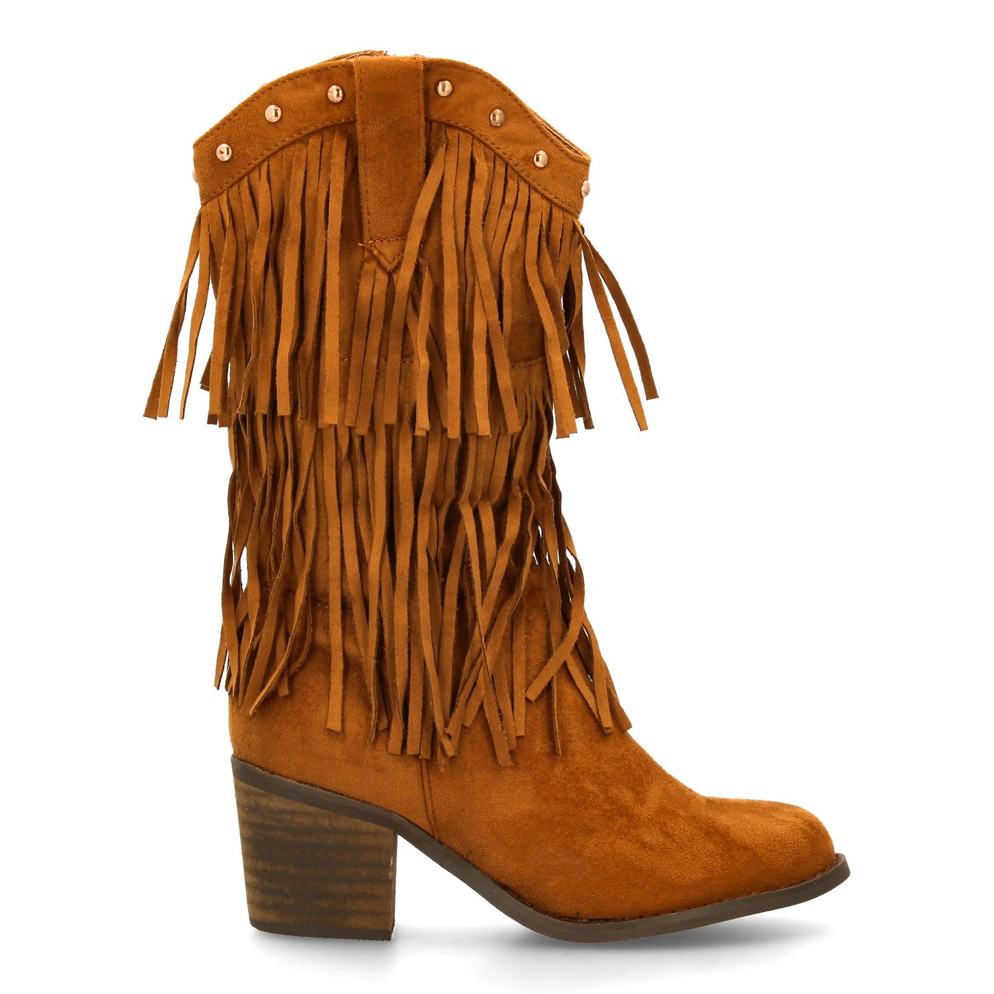 Bota cowboy con flecos para mujer. Acabado tipo ante varias capas de flecos. Ta