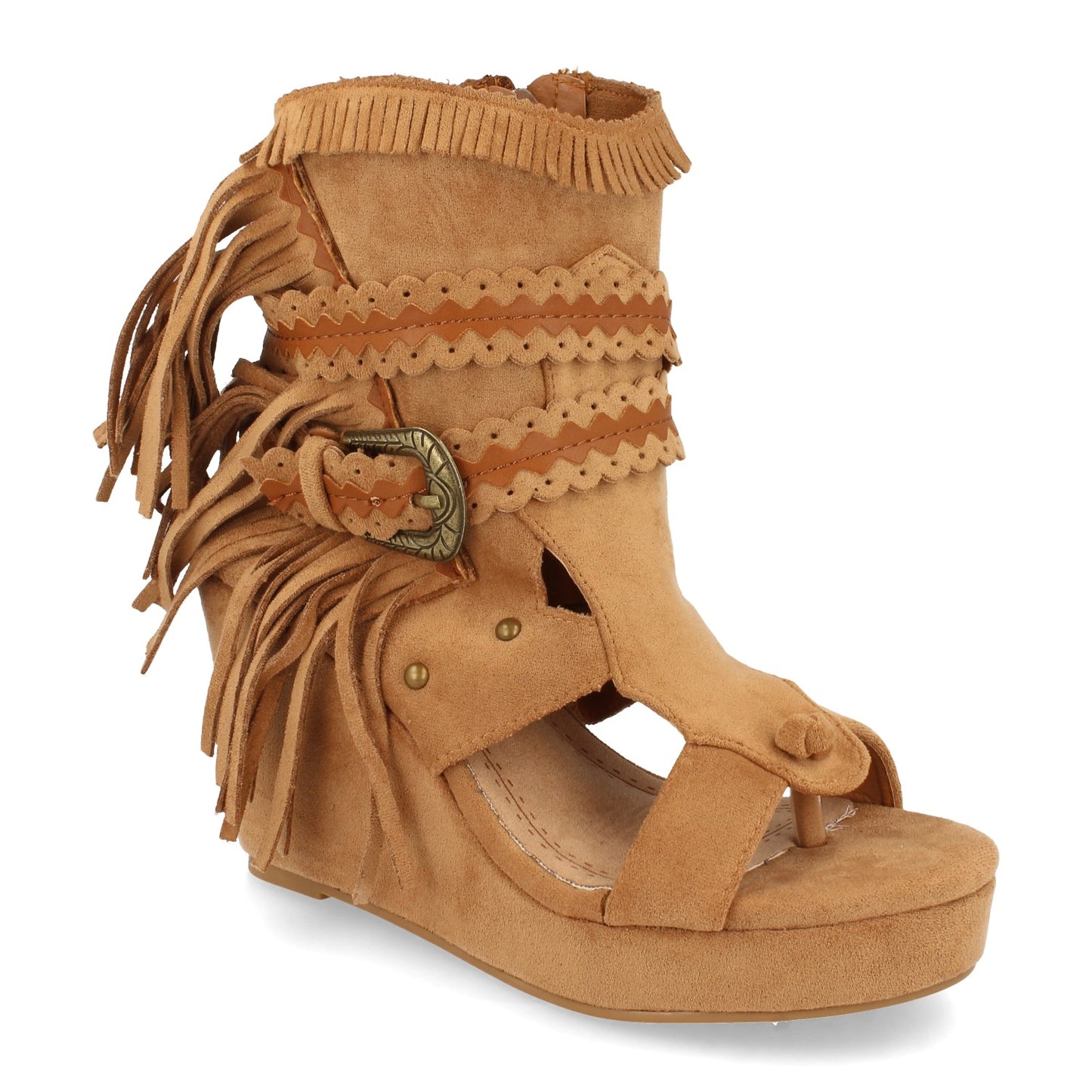 Botínpara Mujer con Cuña Flecos y Cor