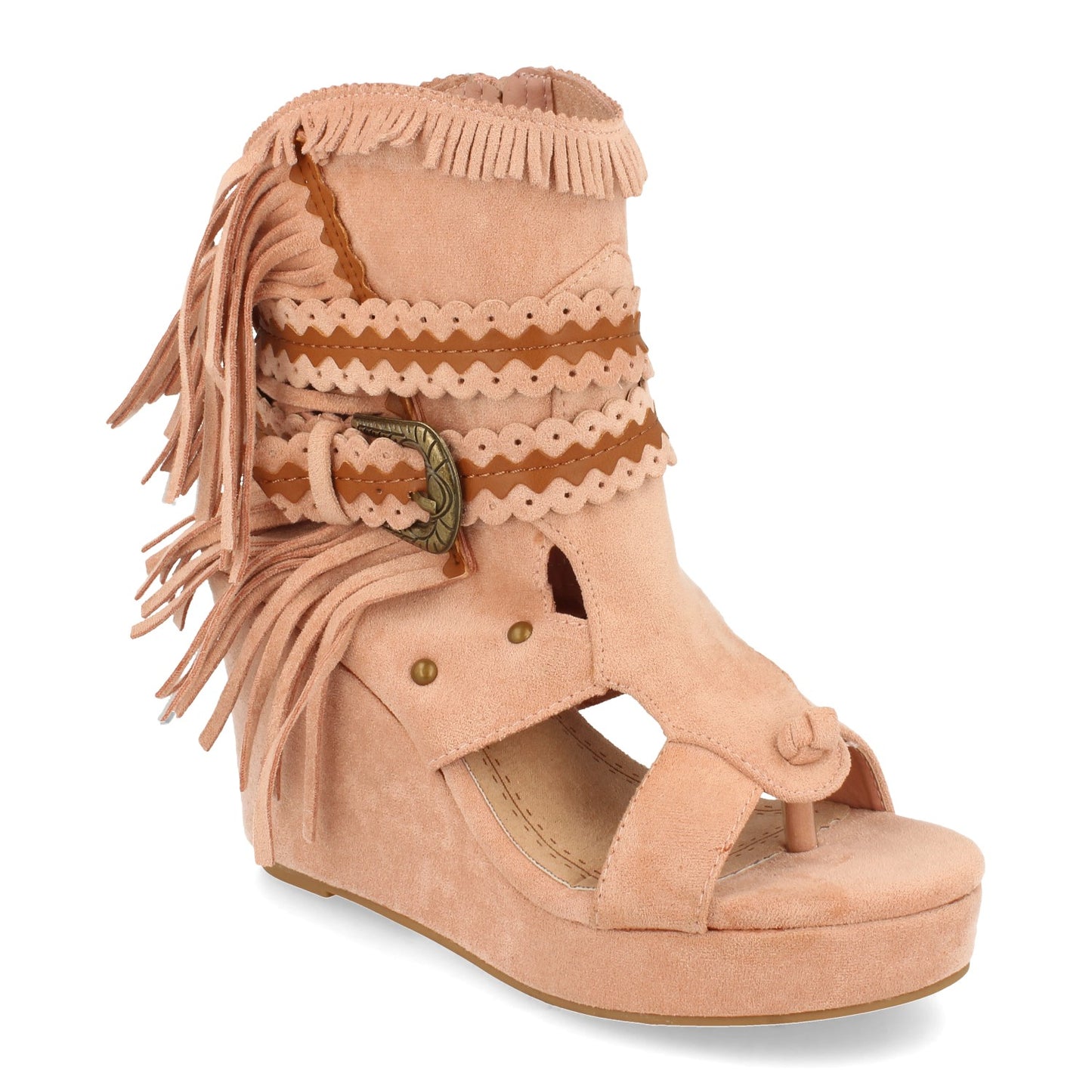 Botínpara Mujer con Cuña Flecos y Cor