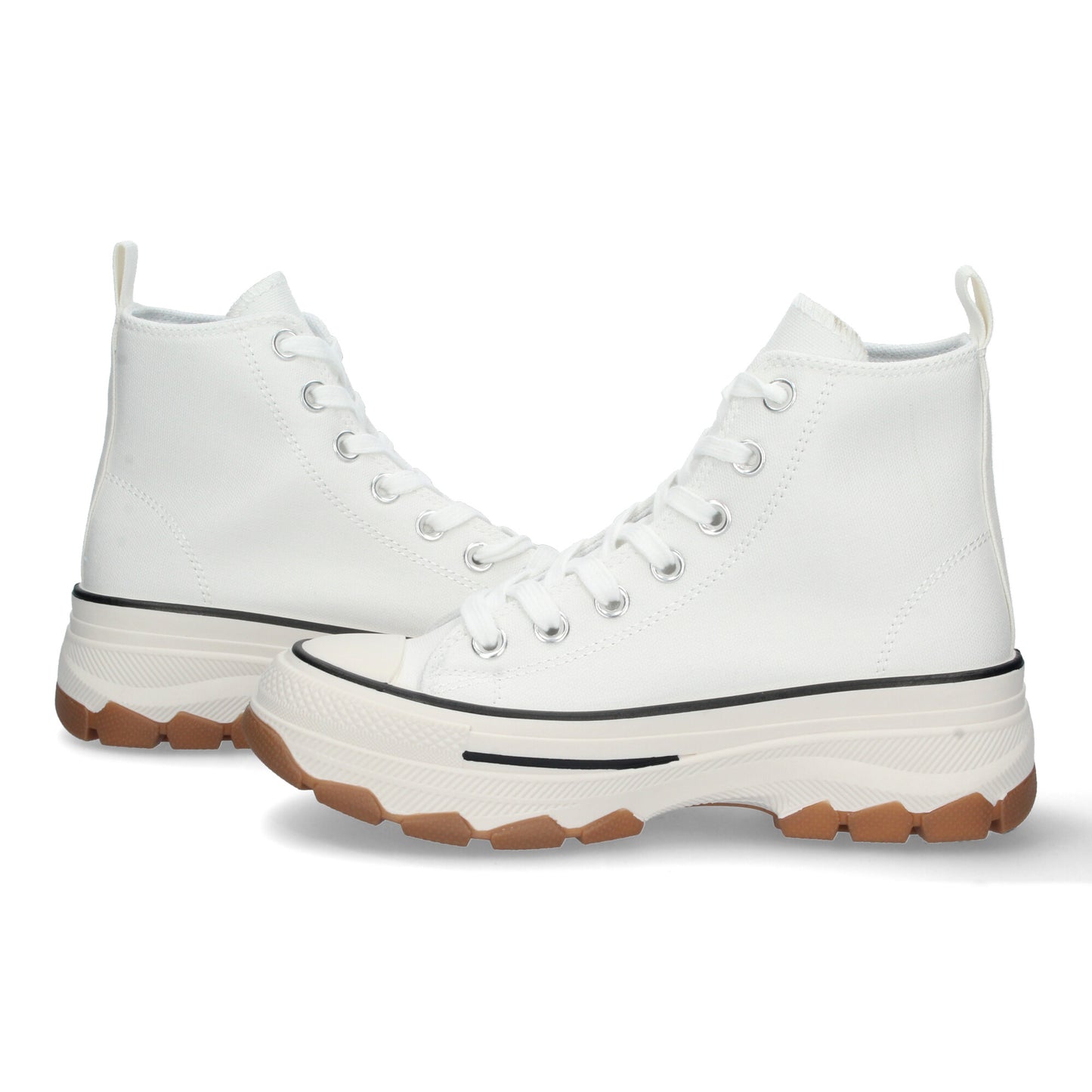 Zapatilla Abotinada de Plataforma para Mujer  Comoda  Estilo Bamba  Material de Lona  y Cierre de Cordones