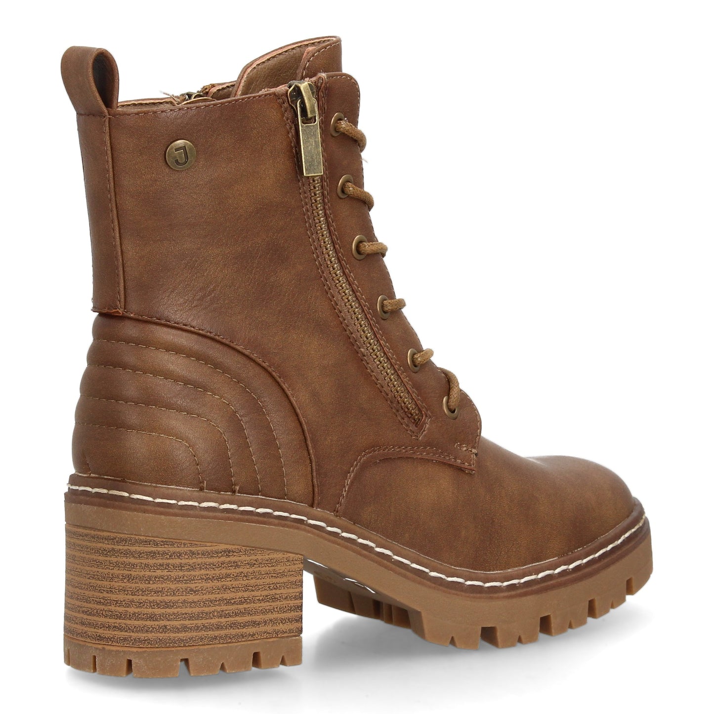 Botín de mujer estilo militar con cierre de cordones y cremallera lateral q