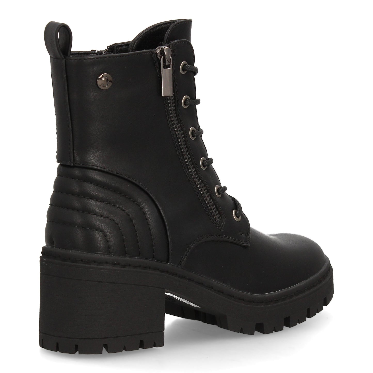 Botín de mujer estilo militar con cierre de cordones y cremallera lateral q