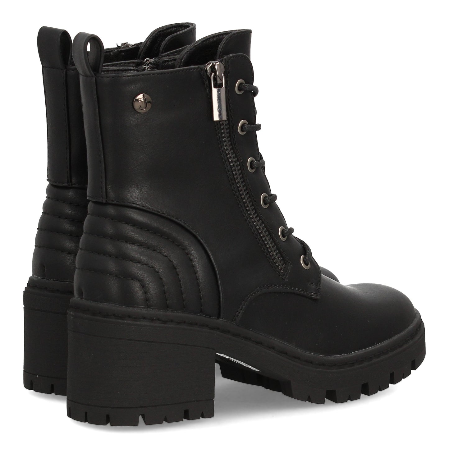 Botín de mujer estilo militar con cierre de cordones y cremallera lateral q