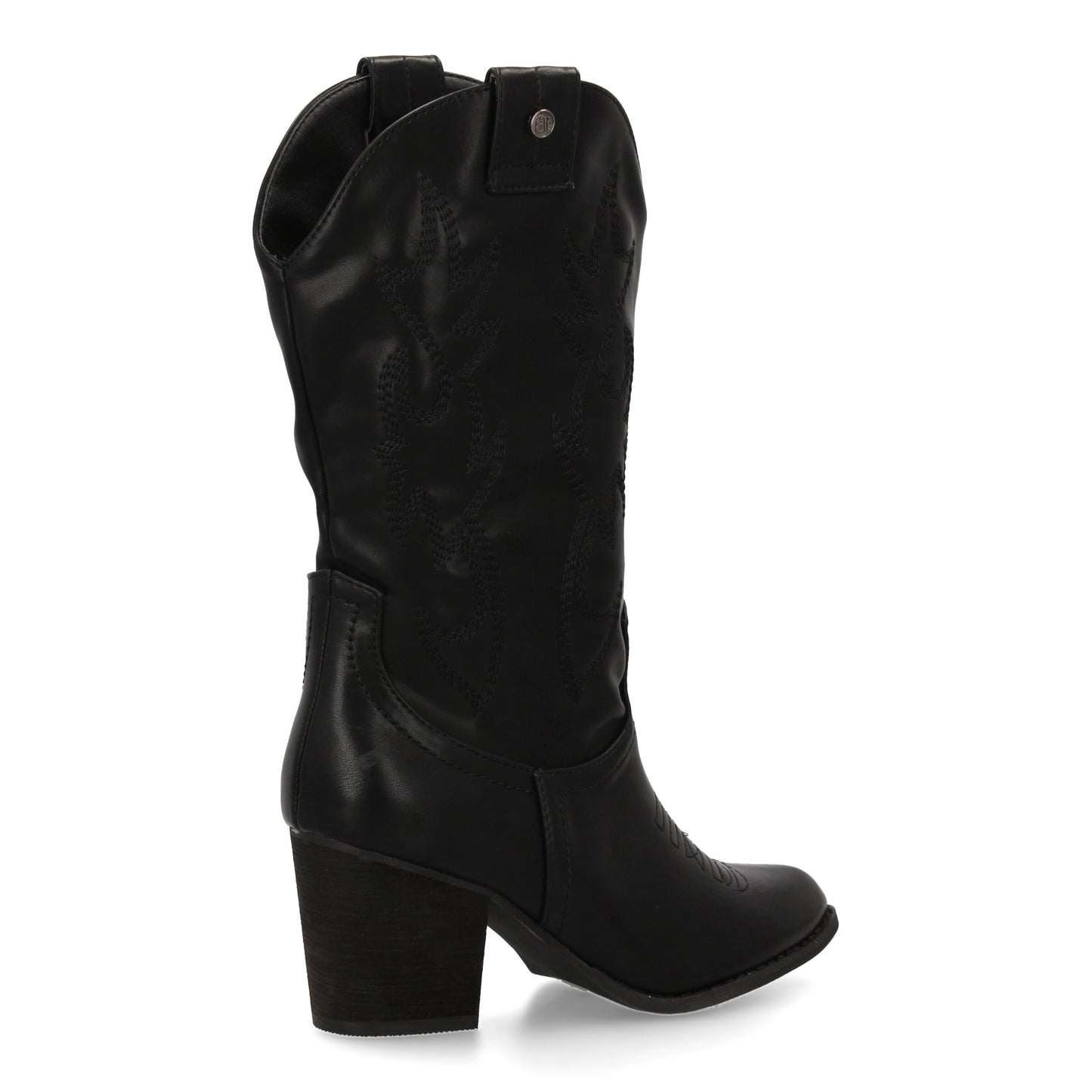 bota estilo western  acabado liso  bordados decorativos en la caña. tacón Ancho