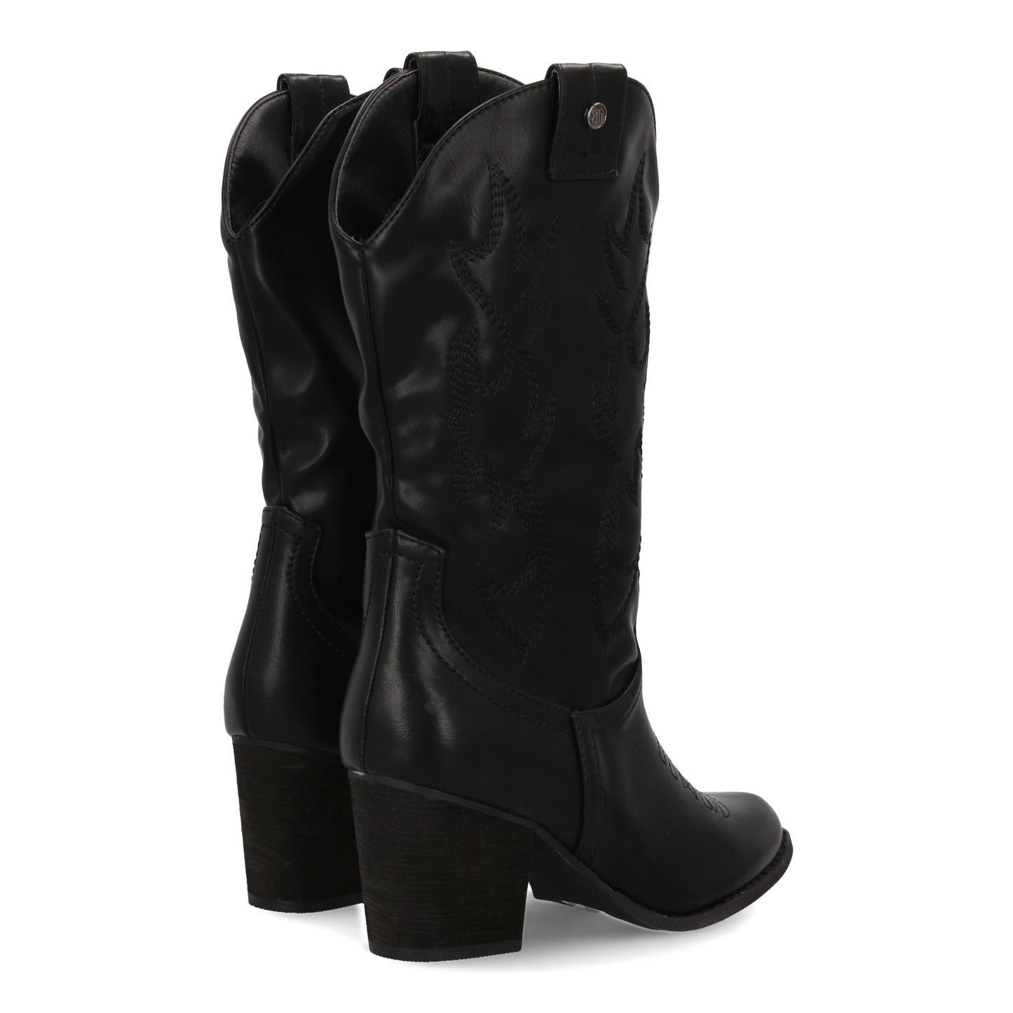 bota estilo western  acabado liso  bordados decorativos en la caña. tacón Ancho