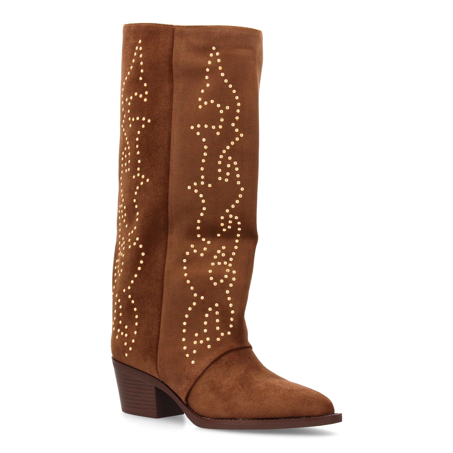Bota alta cowboy con caña alta y tachuelas para mujer. tacón medio y ´cómodo. Es
