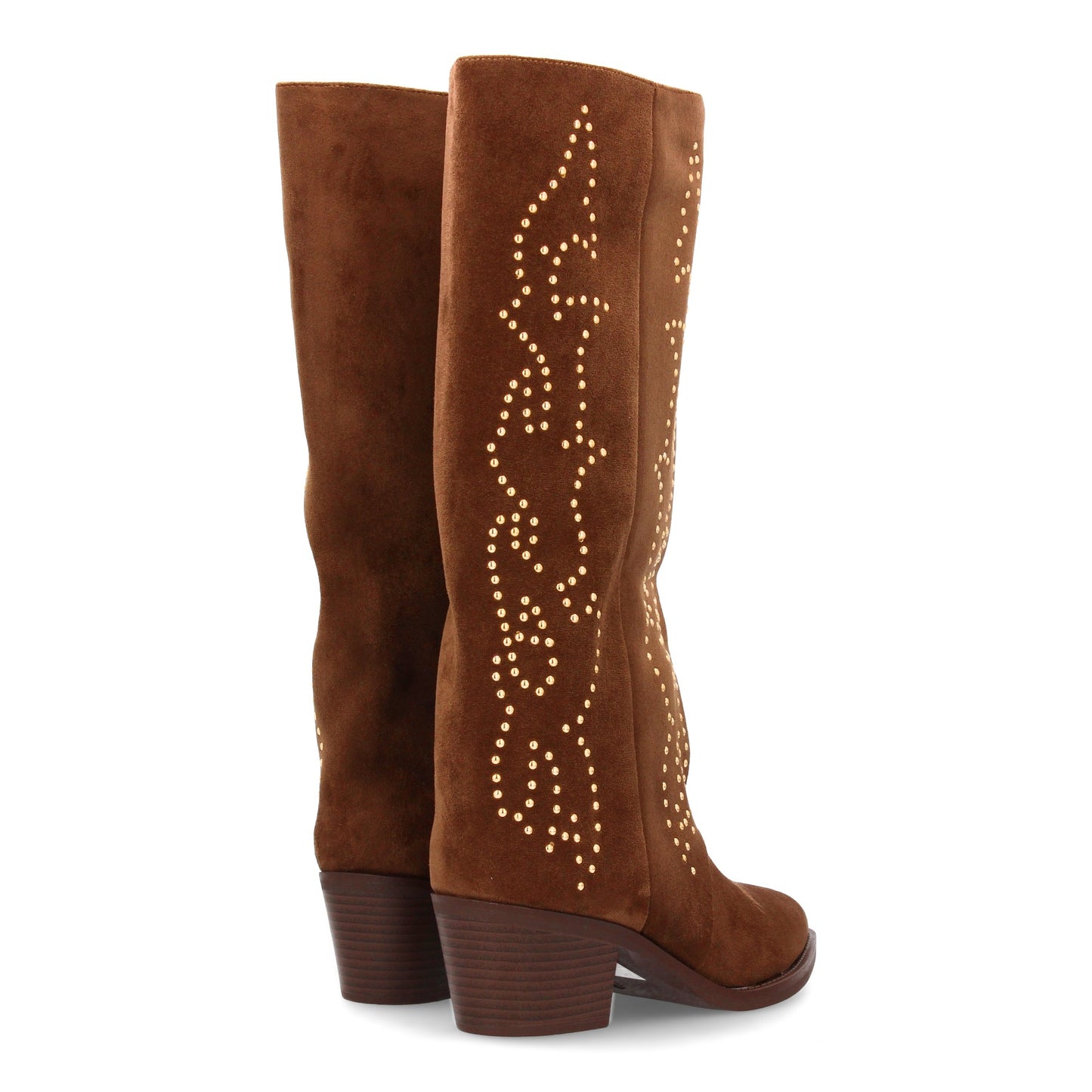 Bota alta cowboy con caña alta y tachuelas para mujer. tacón medio y ´cómodo. Es