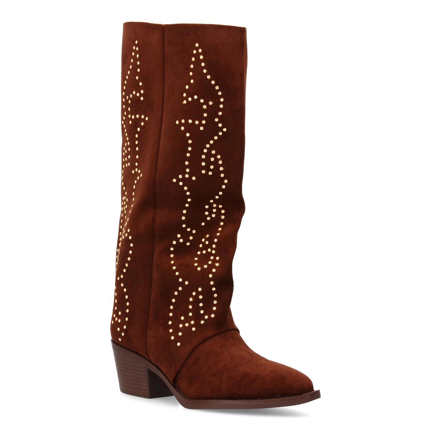 Bota alta cowboy con caña alta y tachuelas para mujer. tacón medio y ´cómodo. Es