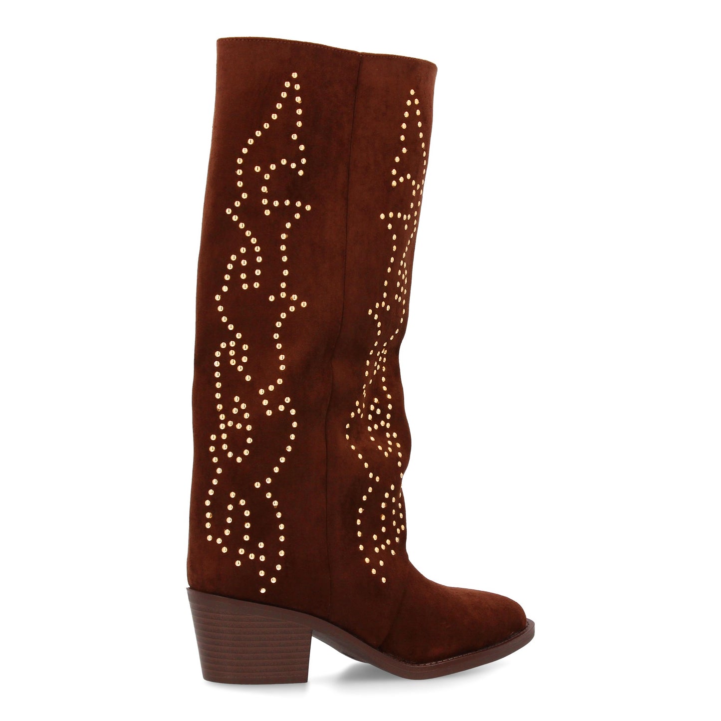 Bota alta cowboy con caña alta y tachuelas para mujer. tacón medio y ´cómodo. Es