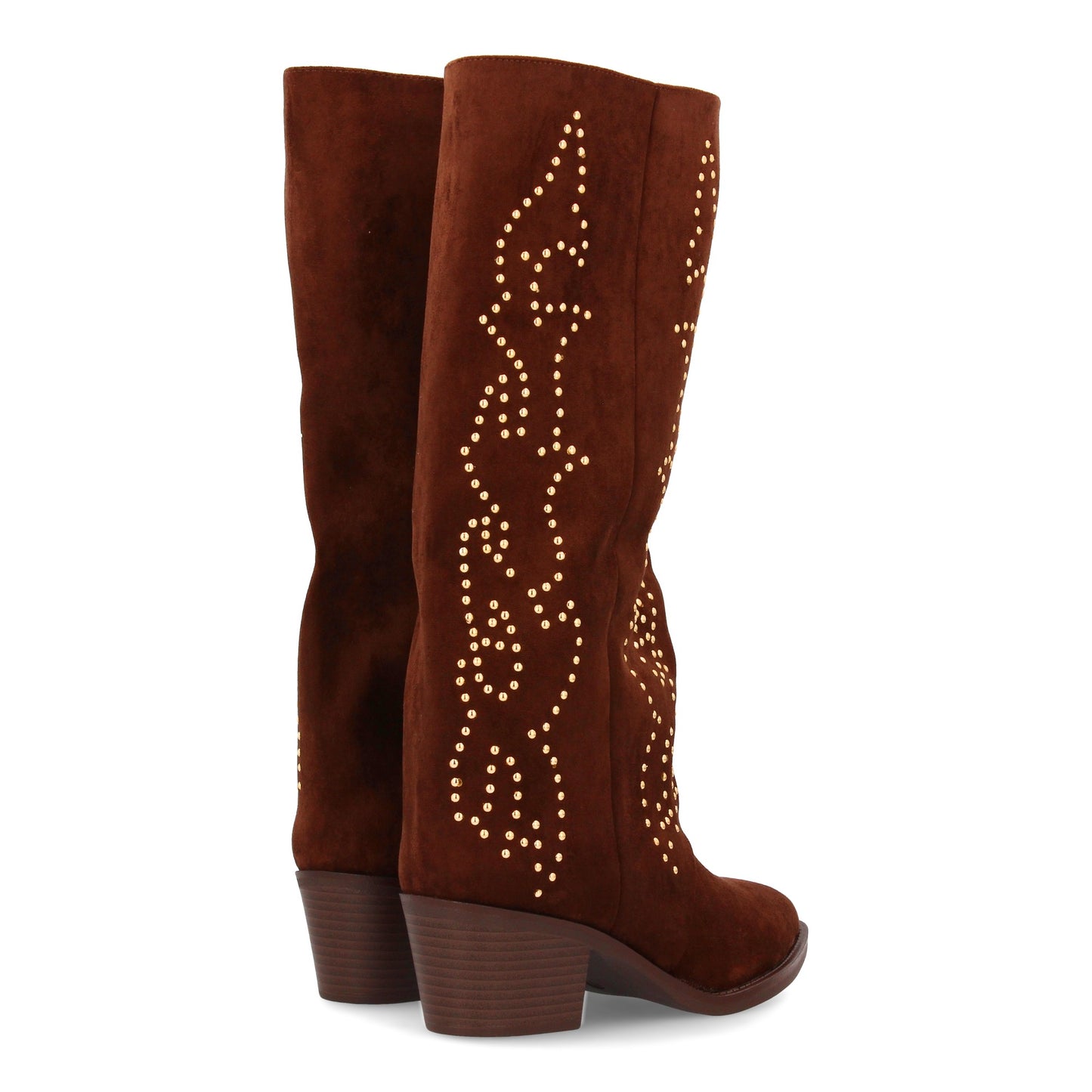 Bota alta cowboy con caña alta y tachuelas para mujer. tacón medio y ´cómodo. Es
