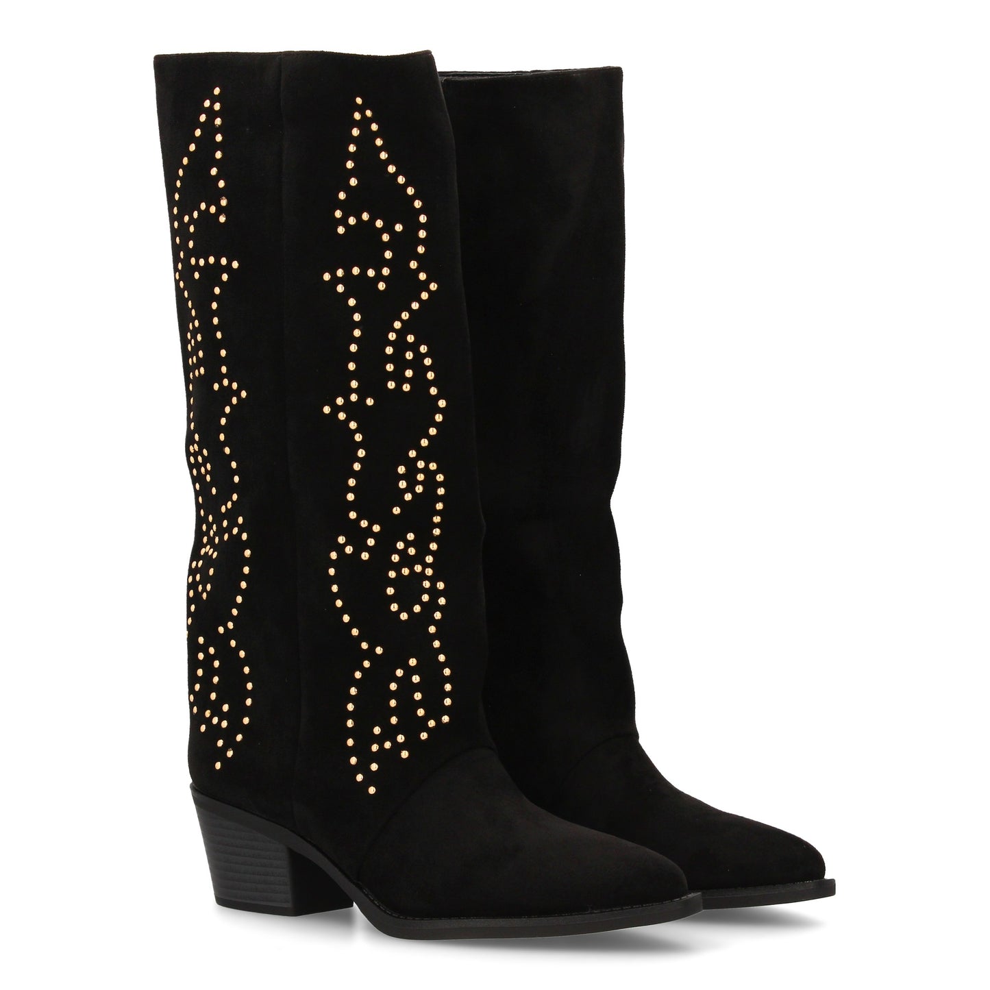 Bota alta cowboy con caña alta y tachuelas para mujer. tacón medio y ´cómodo. Es