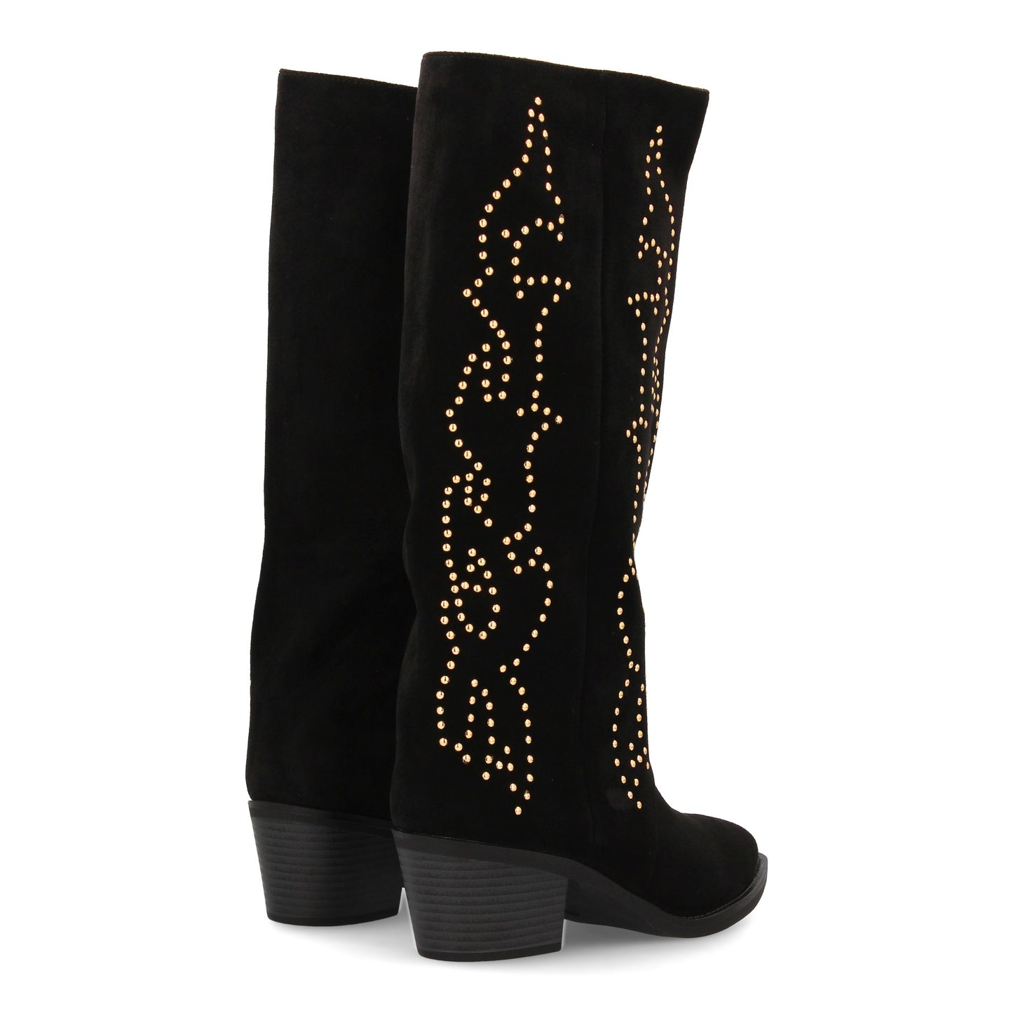 Bota alta cowboy con caña alta y tachuelas para mujer. tacón medio y ´cómodo. Es