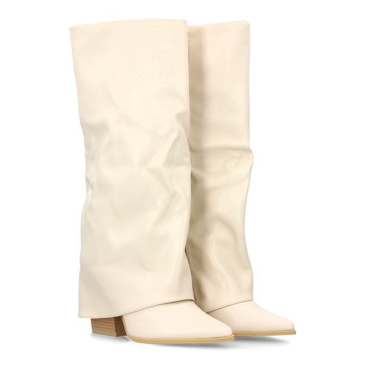 Bota alta de tacón para mujer con Diseño moderno con acabado efecto arrugado  el
