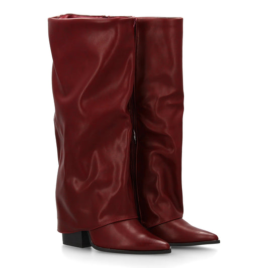 Bota alta de tacón para mujer con Diseño moderno con acabado efecto arrugado  el