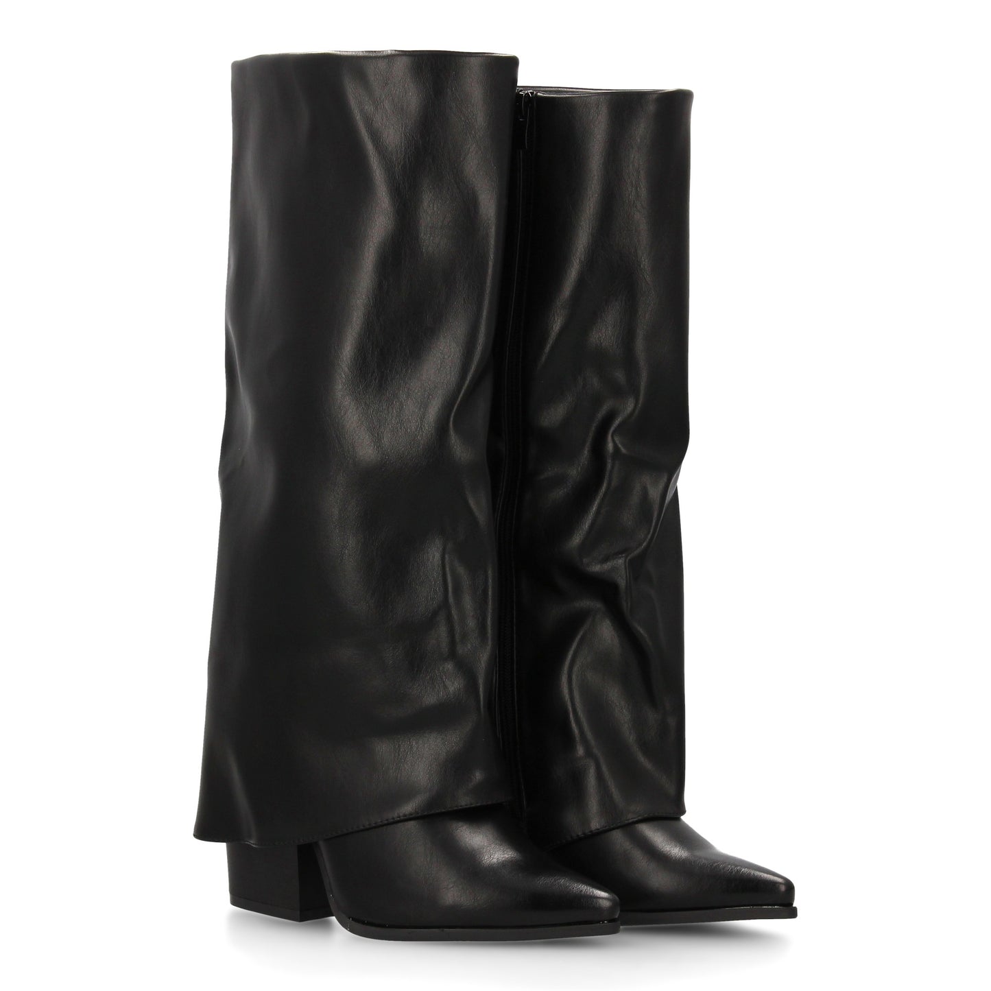 Bota alta de tacón para mujer con Diseño moderno con acabado efecto arrugado  el