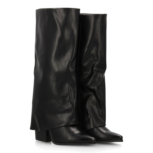 Bota alta de tacón para mujer con Diseño moderno con acabado efecto arrugado  el