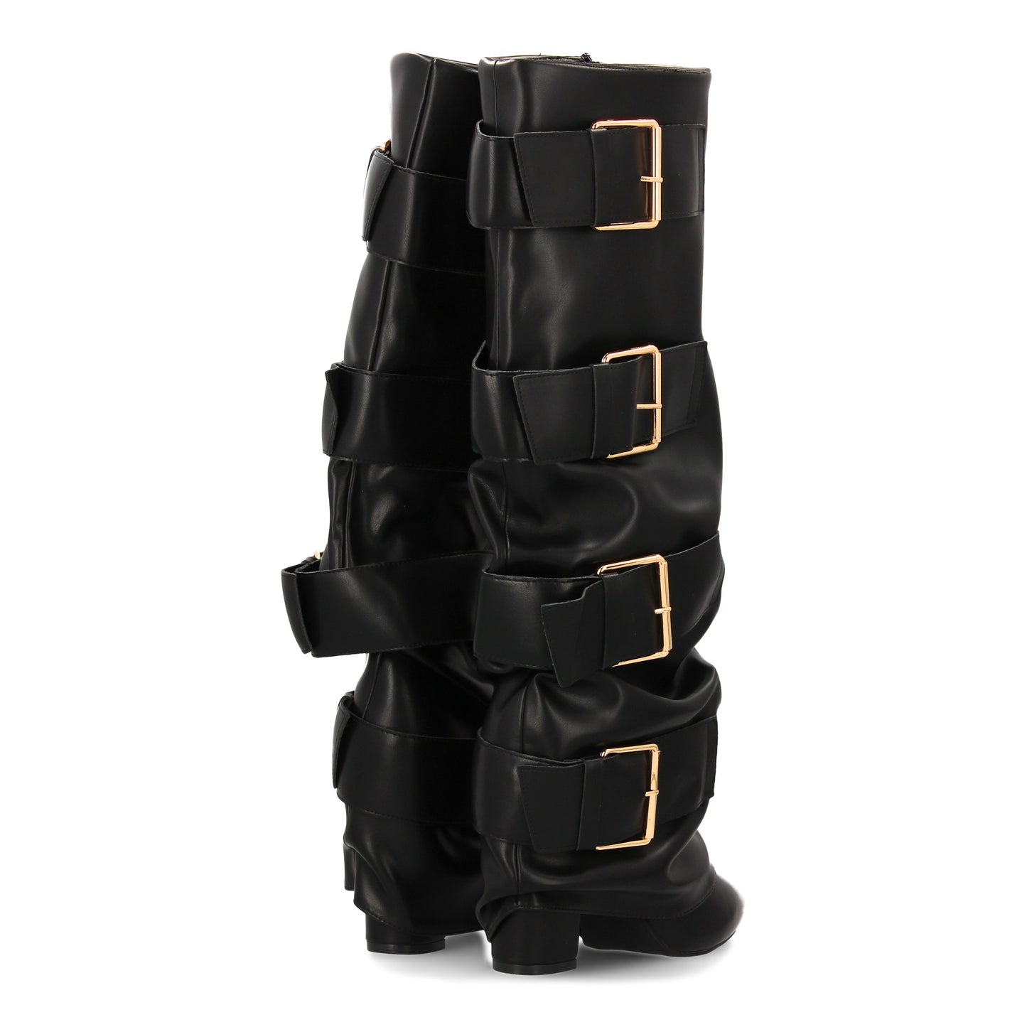 Botas altas para mujer con hebillas y efecto de forro. Punta fina y tacón comodo