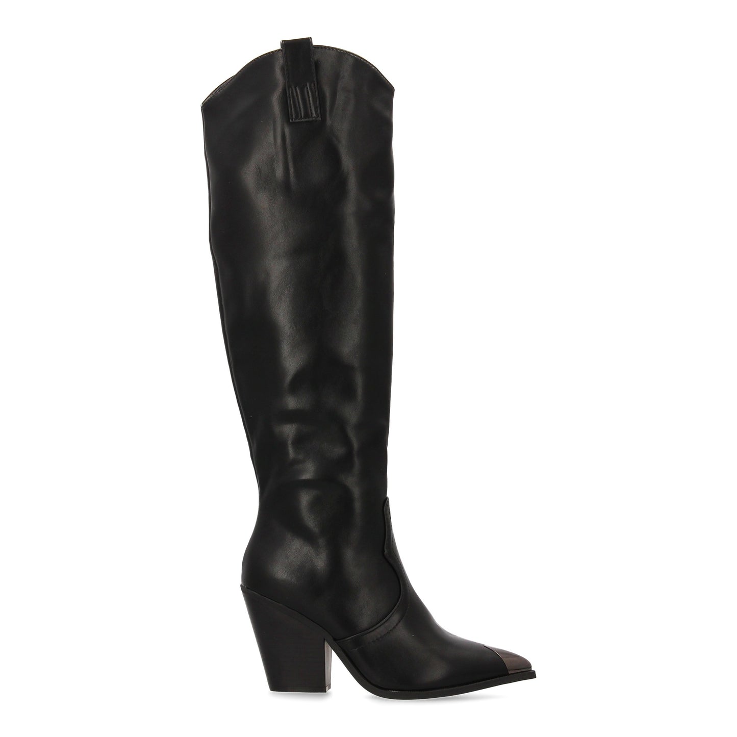 Botas altas con tacón para mujer. Diseño elegante  estampado liso  punta metálic