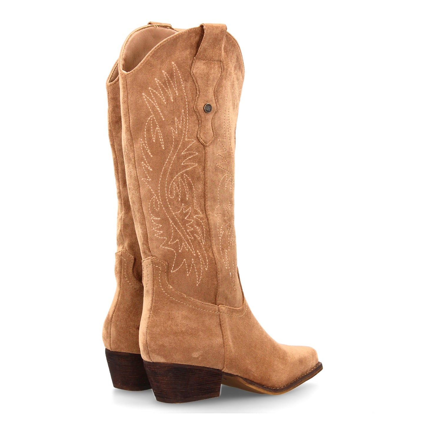 Bota Campera con tacón  Comodas  Diseño con Bordado en caña y Cierre de Cremalle